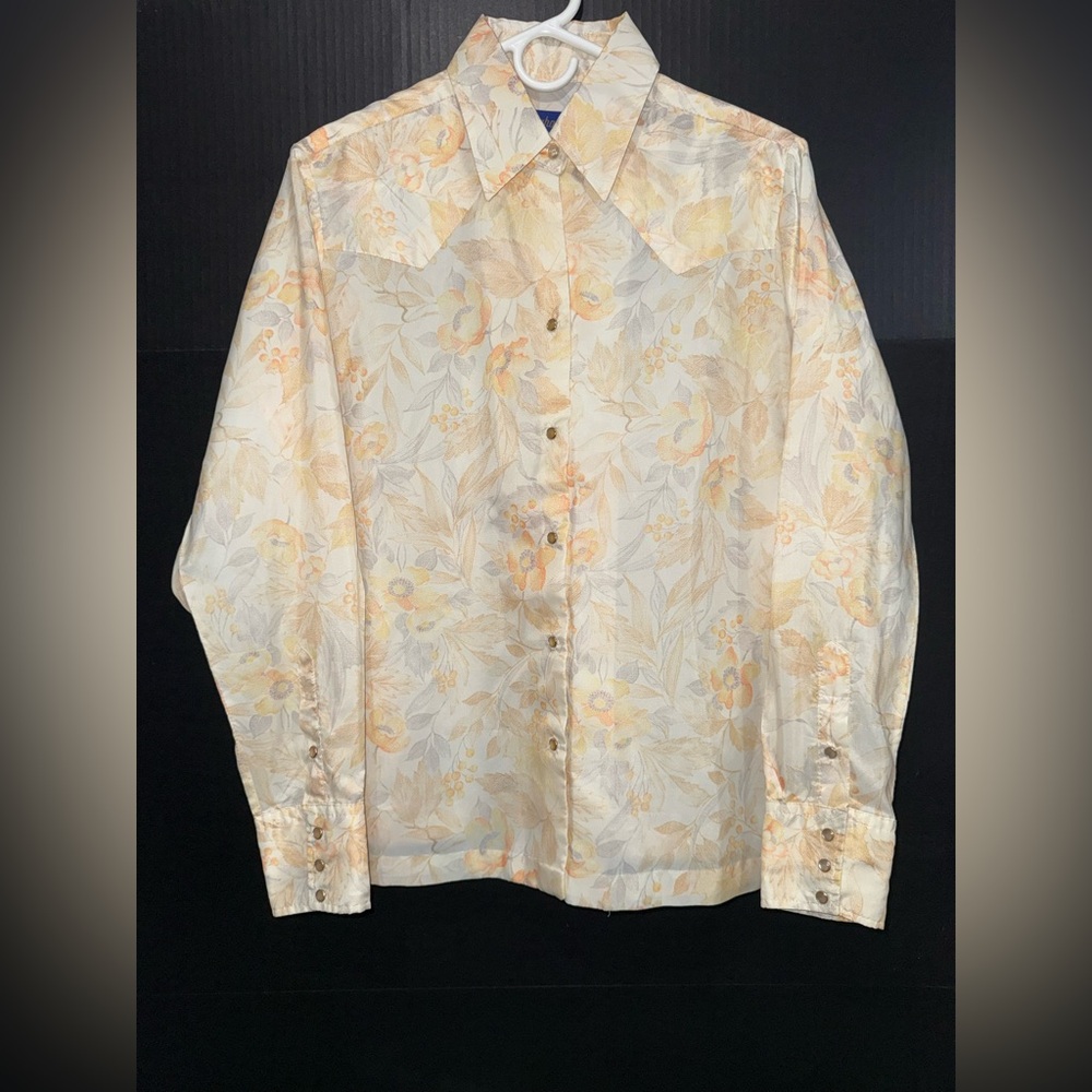 🎋VINTAGE Panhandle Slim Gorgeous Sunny Floral Western Snap Down Shirt - Picture 4 of 9